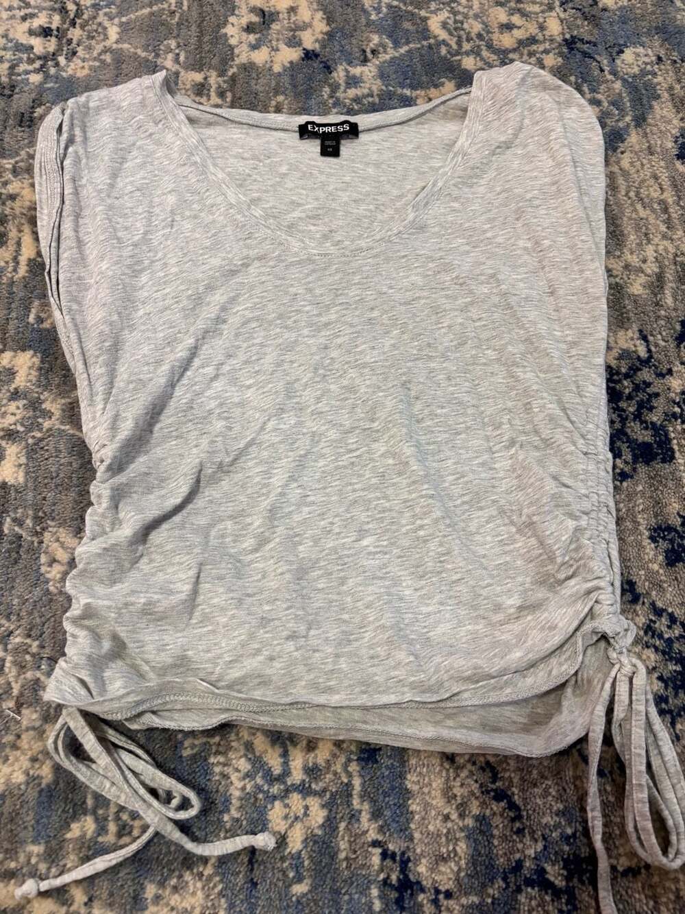 Express Ruched Side Top Size XS Gray Supima Cotton